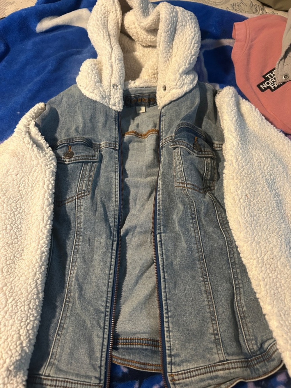 ⭐️Maurice’s-Women’s Sherpa Blue Denim Jacket with Cream Sherpa Lining